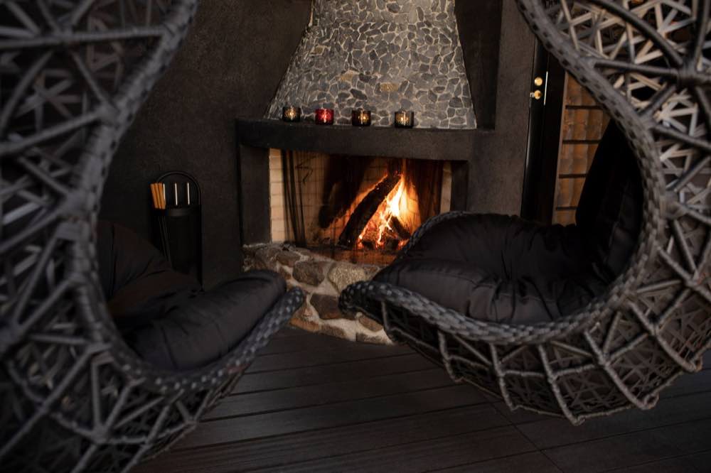 Fireplace lounge at NX Villa
